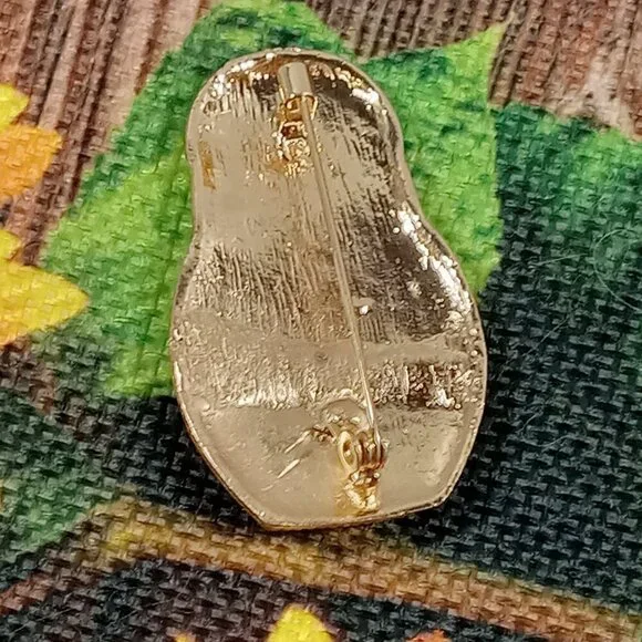 Lady Matryoshka Doll Style PIN Brooch Rhinestone Enamel Dragonfly Golden Pearly - Picture 4 of 7